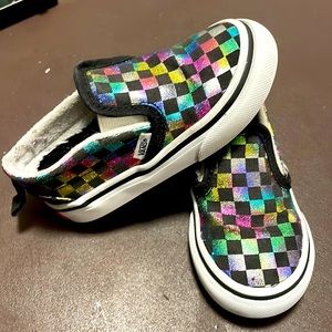 Toddler Checker Print Vans Slip on